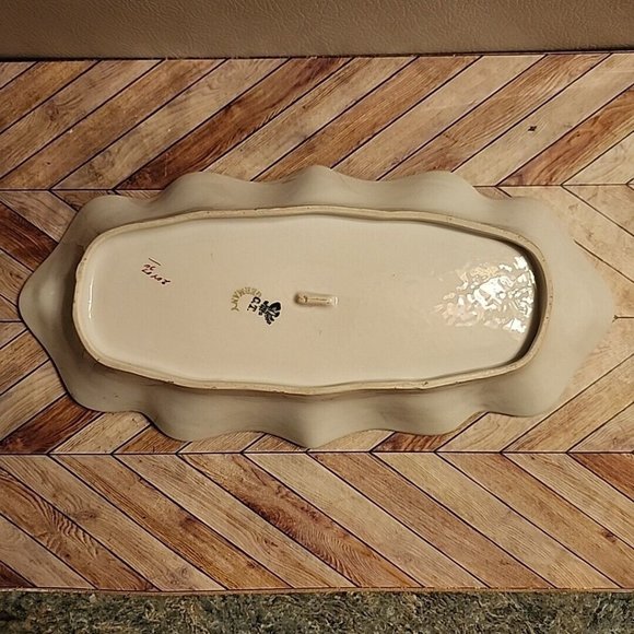 C.T. Carl Tielsch Porcelain Relish Dish Celery Oval Floral Germany 12x6 Antique - Picture 12 of 14